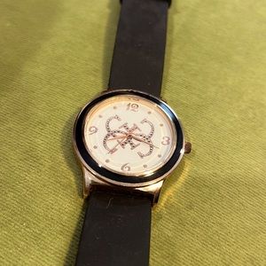 Vintage Guess black enamel and rubber band watch
